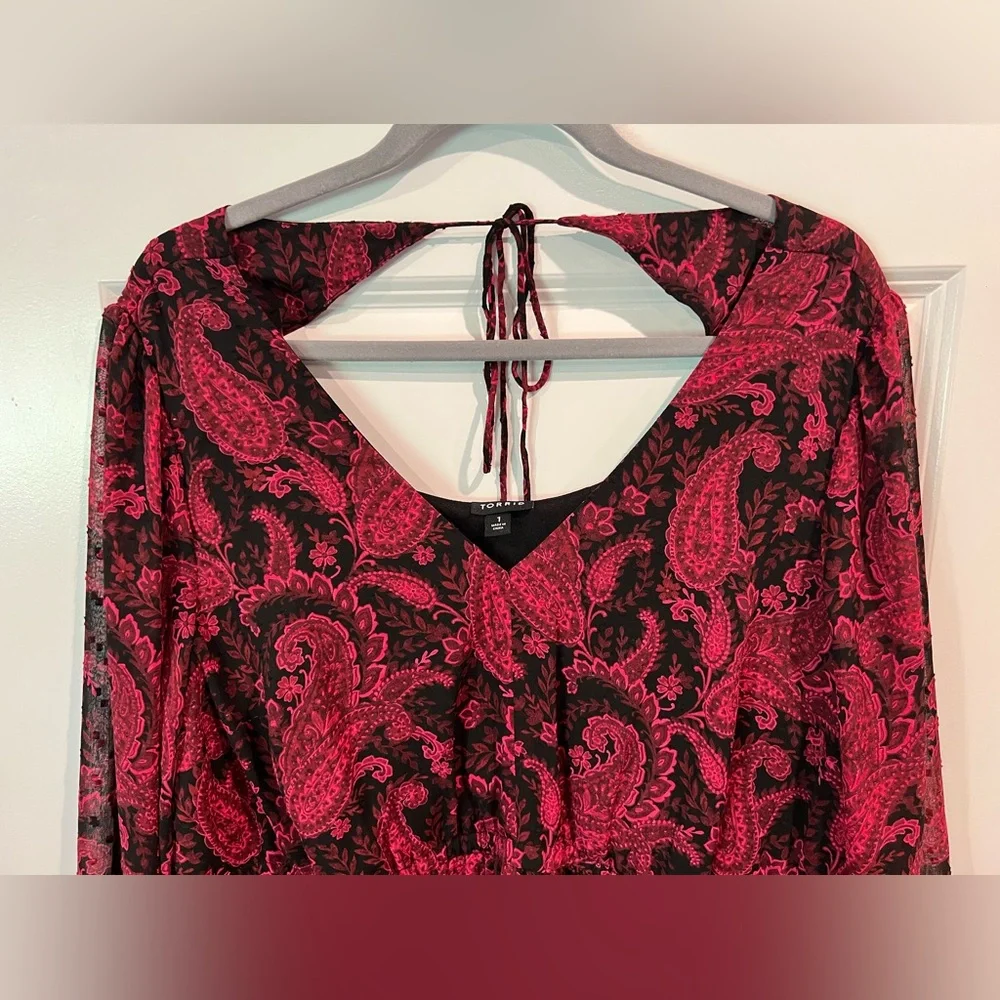 Torrid Paisley Tea Length Open Back A-Line Dress Size 1X (14/16) - Picture 9 of 11